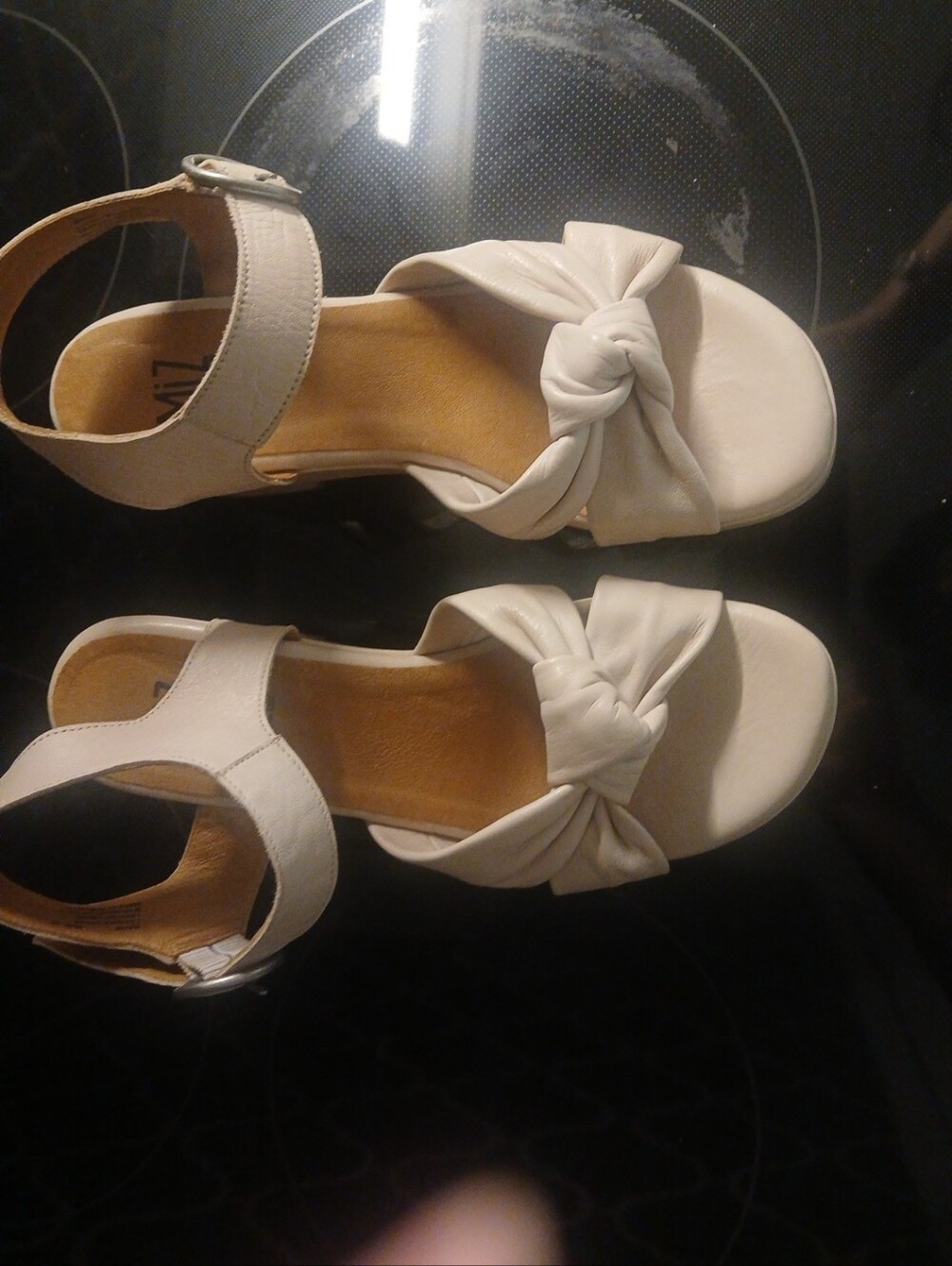 Women's Cream Knotted Front Ankle-Strap Sandals